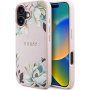 Guess Grained Magnolia maska sa uzorkom cvijeća i MagSafe za iPhone 16 - ružičasta