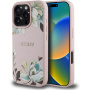 Guess Grained Magnolia maska sa uzorkom cvijeća i MagSafe za iPhone 16 Pro - ružičasta