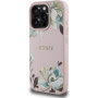 Guess Grained Magnolia maska sa uzorkom cvijeća i MagSafe za iPhone 16 Pro - ružičasta