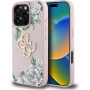 Guess Grained Roses 4G Metal Logo maska za iPhone 16 Pro - ružičasta