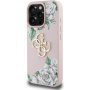 Guess Grained Roses 4G Metal Logo maska za iPhone 16 Pro - ružičasta