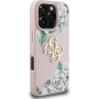 Guess Grained Roses 4G Metal Logo maska za iPhone 16 Pro - ružičasta
