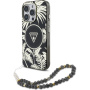 Guess IML Palm Trees Triangle Logo Pearl Strap maska s remenom i MagSafe za iPhone 16 Pro – crna