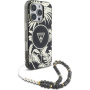 Guess IML Palm Trees Triangle Logo Pearl Strap maska s remenom i MagSafe za iPhone 16 Pro – crna