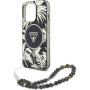 Guess IML Palm Trees Triangle Logo Pearl Strap maska s remenom i MagSafe za iPhone 16 Pro – crna