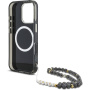 Guess IML Palm Trees Triangle Logo Pearl Strap maska s remenom i MagSafe za iPhone 16 Pro – crna