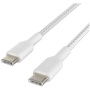 BELKIN Boost Charge Braided pleteni kabel za punjenje i prijenos podataka - USB-C na USB-C - 2 m - bijeli
