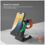 FIXED MagPowerstation Alu 2 3u1 magnetsko bežično postolje za iPhone / Apple Watch / AirPods - 15W - crno
