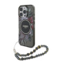 Guess IML Flowers Pearl Strap maska s trakom i MagSafe za iPhone 16 Pro Max - siva