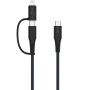 FIXED 2u1 pleteni kabel za punjenje i prijenos podataka - USB-C na USB-C / Lightning - 3 m - tamno sivi