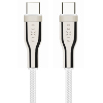 FIXED pleteni kabel za punjenje i prijenos podataka PD 100 W USB-C / USB-C za iPhone / iPad / MacBook / AirPods - 1,2 m - bijela