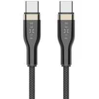 FIXED pleteni kabel za punjenje i prijenos podataka PD 100 W USB-C / USB-C za iPhone / iPad / MacBook / AirPods - 2 m - crna