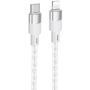 Hoco X99 Crystal Junction silikonski prozirni USB-C/Lightning kabel za punjenje i prijenos podataka za iPhone / iPad / iPod / AirPods - 1 m - siva