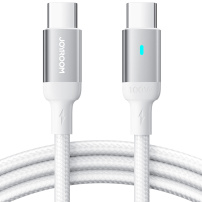JOYROOM S-CC100A10 pleteni kabel za punjenje i prijenos podataka 100 W USB-C / USB-C za iPhone / iPad / MacBook / AirPods - 1,2 m - bijela