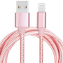 Opleteni kabel za podatke i punjenje s USB-A 2.0 / Lightning za iPhone / iPad / iPod / AirPods - 1 m - ružičasti