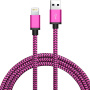 Opleteni kabel za punjenje i sinkronizaciju s USB-A 2.0 / Lightning za iPhone / iPad / iPod / AirPods - 1 m - fuksija