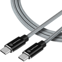 Tactical Fast Rope Aramid kabel za punjenje i prijenos podataka 100 W USB-C / USB-C za iPhone / iPad / MacBook / AirPods - 1 m - siva