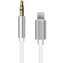 Spojni kabel AUX s konektorima lightning 8-pin / 3,5mm jack za iPhone / iPad - 1 m - bijeli