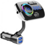 Bluetooth FM transmitter za automobil s dva USB priključka za punjenje i šarenim pozadinskim osvjetlenjem - crni