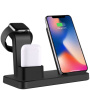 3u1 bežični stolni punjal za iPhone / Apple Watch / Airpods - crna