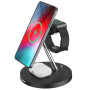 3u1 magnetni stalak za punjenje sa noćnim svjetlom za iPhone / Apple Watch / Airpods - crni
