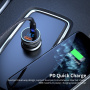 ESSAGER auto punjač s zaslonom i USB-C / USB-A priključcima - 54W - siva