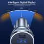 ESSAGER auto punjač s zaslonom i USB-C / USB-A priključcima - 54W - siva