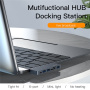 Yesido HB10 6u1 hub - utor za SD / TF karticu / USB-C / 3x USB-A na 2x USB-C za MacBook - sivi