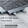 Yesido HB10 6u1 hub - utor za SD / TF karticu / USB-C / 3x USB-A na 2x USB-C za MacBook - sivi