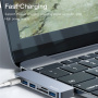 Yesido HB10 6u1 hub - utor za SD / TF karticu / USB-C / 3x USB-A na 2x USB-C za MacBook - sivi