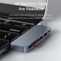 Yesido HB10 6u1 hub - utor za SD / TF karticu / USB-C / 3x USB-A na 2x USB-C za MacBook - sivi