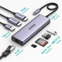 UGREEN CM490 9-u-1 hub - utor za SD / TF karticu / RJ45 / 2x HDMI / USB-C / 3x USB-A na USB-C - tamno sivi