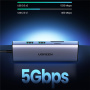 UGREEN CM490 9-u-1 hub - utor za SD / TF karticu / RJ45 / 2x HDMI / USB-C / 3x USB-A na USB-C - tamno sivi
