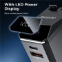 Yesido Y71 set auto punjača s USB-C / USB-A priključcima i uvlačivog Lightning i USB-C kabela - 125W - 0,7 m - crna