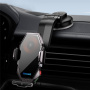 ESSAGER T7 držač za auto za ventilacijski otvor, za staklo i kontrolnu ploču s bežičnim punjenjem za iPhone - crni