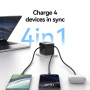 USAMS CC308 univerzalni putni adapter s 2x USB-C / USB-A priključcima i izvlačnim utikačima - 17W - crni