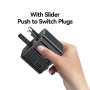 USAMS CC308 univerzalni putni adapter s 2x USB-C / USB-A priključcima i izvlačnim utikačima - 17W - crni