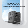 USAMS CC308 univerzalni putni adapter s 2x USB-C / USB-A priključcima i izvlačnim utikačima - 17W - crni