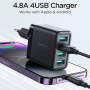 JOYROOM JR-TCN03 adapter za punjenje s 4x USB-A priključka - 24W - crni
