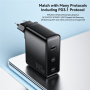 ESSAGER PST-140C2A GaN brzi adapter za punjenje s 2x USB-C / USB-A priključka - 140W - crni