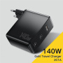 ESSAGER PST-140C2A GaN brzi adapter za punjenje s 2x USB-C / USB-A priključka - 140W - crni