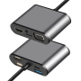 FX-1815B 8-u-1 hub - utor za TF karticu / HDMI / VGA / 3,5 mm priključak / USB-C / 3x USB-A na USB-C za MacBook - sivi