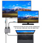 FX-1815B 8-u-1 hub - utor za TF karticu / HDMI / VGA / 3,5 mm priključak / USB-C / 3x USB-A na USB-C za MacBook - sivi