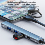 OTG-019Y 5u1 hub - 3,5 mm jack / 2x USB-C / 2x USB-A na USB-C / Lightning - srebrni