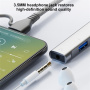 OTG-019Y 5u1 hub - 3,5 mm jack / 2x USB-C / 2x USB-A na USB-C / Lightning - srebrni