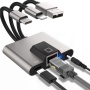 NK-1056S 3u1 reduktor - RJ45 / 3,5 mm priključak / USB-C na USB-C / Lightning / USB-A - siva
