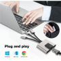 NK-1056S 3u1 reduktor - RJ45 / 3,5 mm priključak / USB-C na USB-C / Lightning / USB-A - siva