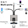 NK-1056S 3u1 reduktor - RJ45 / 3,5 mm priključak / USB-C na USB-C / Lightning / USB-A - siva