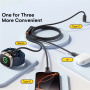 ESSAGER 3u1 univerzalni pleteni kabel za punjenje i prijenos podataka - USB-C na magnetski puck / USB-C / Lightning - 1,2 m - crni