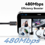 ESSAGER 3u1 univerzalni pleteni kabel za punjenje i prijenos podataka - USB-C na magnetski puck / USB-C / Lightning - 1,2 m - crni